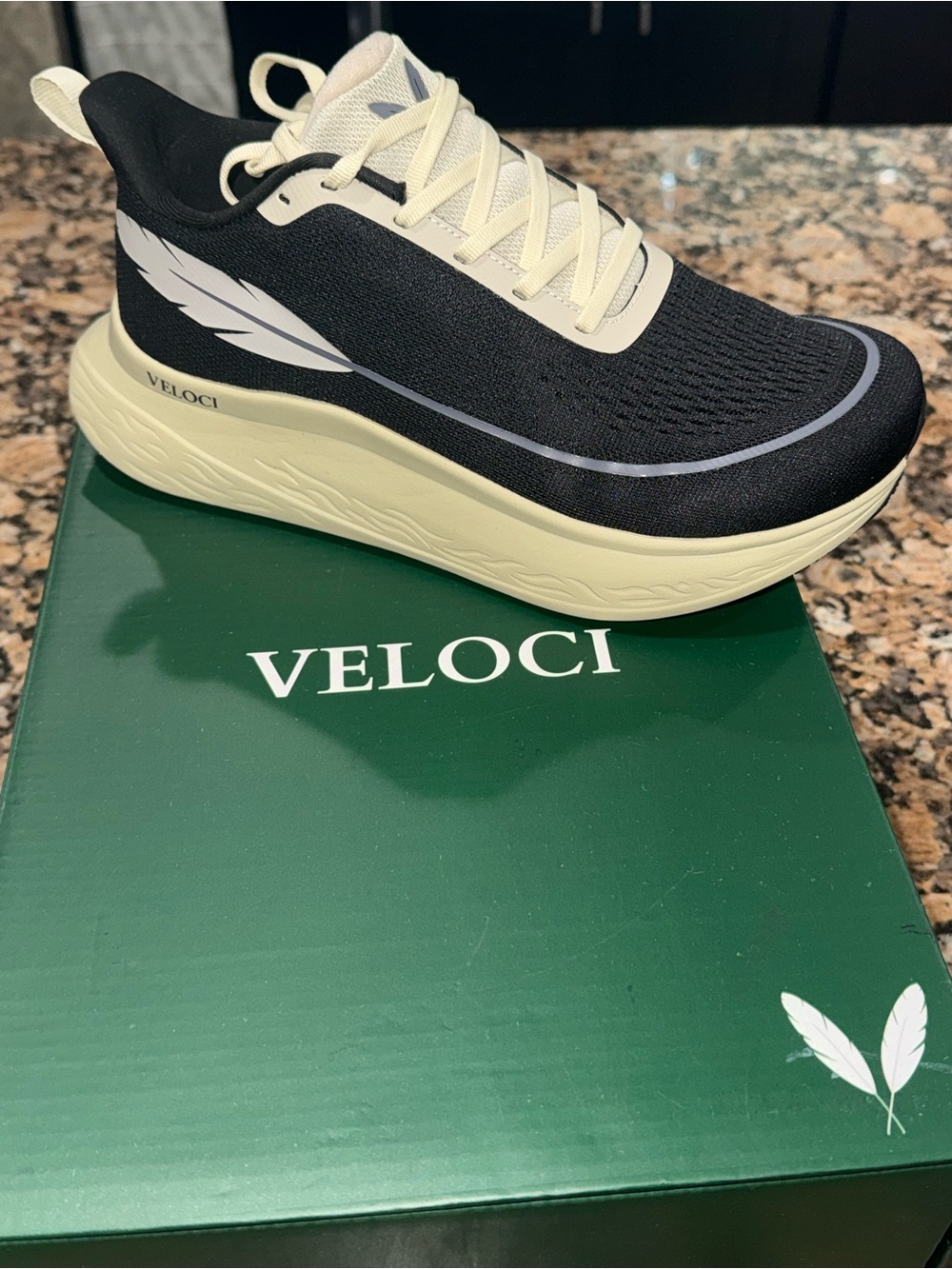 Men’s Black and Cream Athletic Running Shoe